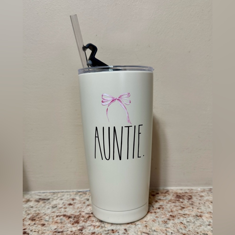 Rae Dunn. Auntie Cream Tumbler with Straw
